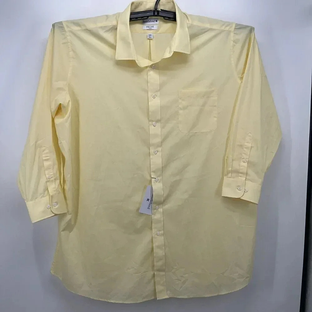 Saddlebred Big Tall 4XLT Yellow Casual Button Down Easy Care Classic Fit Shirt